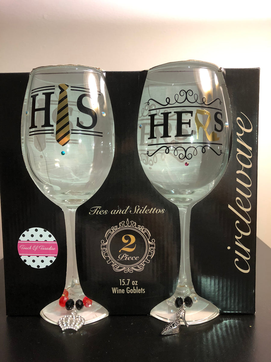 Hers Wine Glass  Touch Of Taradise