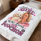 Velveteen Plush Blanket – “Just a Girl Who Loves Her Poochon” Cozy Pet Lover Throw - PLEASE DO NOT ORDER UNTIL MESSAGING ME FIRST. I WILL HAVE TO DESIGN YOURS AND ADD TO MY WEBSITE, SO MESSAGE ME A PIC AND A REQUEST. THANK YOU