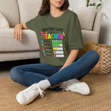Teacher Battery Life T-Shirt — Cute Colorful Weekday Energy Graphic Tee
