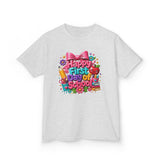 Kids Tee — "Happy First Day of School" Colorful Back-to-School Shirt