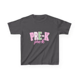 Pre-K Kids Tee — Pink Striped "PRE-K" Back to School Shirt