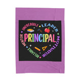 Principal Appreciation Velveteen Plush Blanket – 'Principal' Colorful School Leader Gift