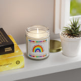 Coconut Apricot Scented Candle (4oz & 9oz) — Hand-Poured Coconut Apricot Wax Jar — Rainbow Label — Gift for Teachers