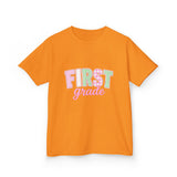 First Grade Kids T‑Shirt — Pastel 'FIRST grade' Back-to-School Tee