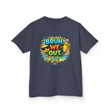 Last Day of School Kids Tee — “bruh we out” Personalized Kids T-Shirt