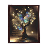 Butterfly Tree Velveteen Plush Blanket — "Don't go through life. Grow through life." Inspirational Throw