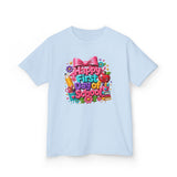 Kids Tee — "Happy First Day of School" Colorful Back-to-School Shirt