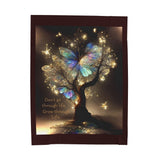 Butterfly Tree Velveteen Plush Blanket — "Don't go through life. Grow through life." Inspirational Throw