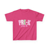 Pre-K Kids Tee — Pink Striped "PRE-K" Back to School Shirt