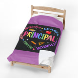 Principal Appreciation Velveteen Plush Blanket – 'Principal' Colorful School Leader Gift