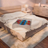 Teacher Velveteen Plush Blanket — Colorful Pop Art Hearts, Pencils & Leopard Throw