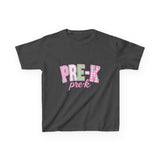 Pre-K Kids Tee — Pink Striped "PRE-K" Back to School Shirt