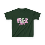 Pre-K Kids Tee — Pink Striped "PRE-K" Back to School Shirt