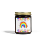 Coconut Apricot Scented Candle (4oz & 9oz) — Hand-Poured Coconut Apricot Wax Jar — Rainbow Label — Gift for Teachers