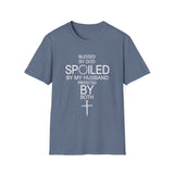 Blessed by God, Spoiled by My Husband — Personalized T-Shirt (Add Name & Position at Checkout)