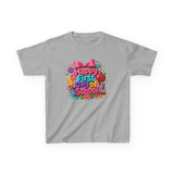Kids Tee — "Happy First Day of School" Colorful Back-to-School Shirt