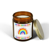Coconut Apricot Scented Candle (4oz & 9oz) — Hand-Poured Coconut Apricot Wax Jar — Rainbow Label — Gift for Teachers
