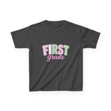 First Grade Kids T‑Shirt — Pastel 'FIRST grade' Back-to-School Tee