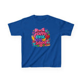Kids Tee — "Happy First Day of School" Colorful Back-to-School Shirt