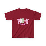 Pre-K Kids Tee — Pink Striped "PRE-K" Back to School Shirt