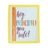 Velveteen Plush Blanket — "Hey Principal! You Rule" Colorful Ruler Design, Gift for School Principals
