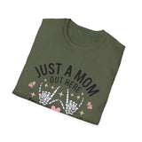 'Just a Mom Out Here Trying Not to Raise Assholes' T-Shirt — Funny Mom Tee