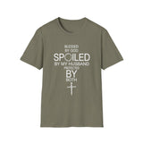 Blessed by God, Spoiled by My Husband — Personalized T-Shirt (Add Name & Position at Checkout)
