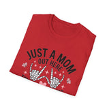 'Just a Mom Out Here Trying Not to Raise Assholes' T-Shirt — Funny Mom Tee