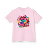 Kids Tee — "Happy First Day of School" Colorful Back-to-School Shirt