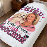Velveteen Plush Blanket – “Just a Girl Who Loves Her Poochon” Cozy Pet Lover Throw - PLEASE DO NOT ORDER UNTIL MESSAGING ME FIRST. I WILL HAVE TO DESIGN YOURS AND ADD TO MY WEBSITE, SO MESSAGE ME A PIC AND A REQUEST. THANK YOU