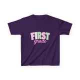 First Grade Kids T‑Shirt — Pastel 'FIRST grade' Back-to-School Tee