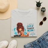 T-Shirt — “I Might Be an Overthinker But…I Overthink so I can Overcome” Red Head Graphic Tee for Overthinkers