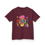 First Grade Kids T‑Shirt — Cute Back to School Pencil & Books Design