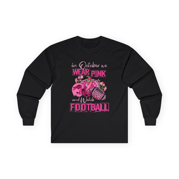 Long Sleeve Tee - Breast Cancer Awareness and Football Design