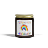 Coconut Apricot Scented Candle (4oz & 9oz) — Hand-Poured Coconut Apricot Wax Jar — Rainbow Label — Gift for Teachers