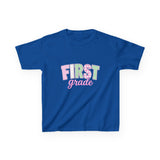 First Grade Kids T‑Shirt — Pastel 'FIRST grade' Back-to-School Tee