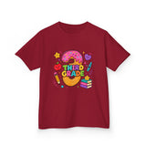 Third Grade Kids T‑Shirt — Cute Donut & School Icons Back-to-School Tee