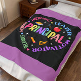 Principal Appreciation Velveteen Plush Blanket – 'Principal' Colorful School Leader Gift