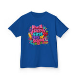 Kids Tee — "Happy First Day of School" Colorful Back-to-School Shirt