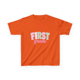 First Grade Kids T‑Shirt — Pastel 'FIRST grade' Back-to-School Tee