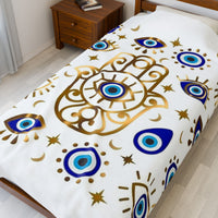 Plush Blanket Evil Eye Hamsa