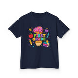 First Grade Kids T‑Shirt — Cute Back to School Pencil & Books Design