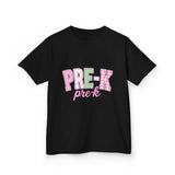 Pre-K Kids Tee — Pink Striped "PRE-K" Back to School Shirt