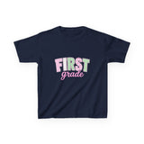 First Grade Kids T‑Shirt — Pastel 'FIRST grade' Back-to-School Tee