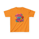Kids Tee — "Happy First Day of School" Colorful Back-to-School Shirt