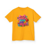 Kids Tee — "Happy First Day of School" Colorful Back-to-School Shirt