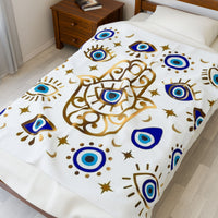 Plush Blanket Evil Eye Hamsa
