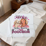 Velveteen Plush Blanket – “Just a Girl Who Loves Her Poochon” Cozy Pet Lover Throw - PLEASE DO NOT ORDER UNTIL MESSAGING ME FIRST. I WILL HAVE TO DESIGN YOURS AND ADD TO MY WEBSITE, SO MESSAGE ME A PIC AND A REQUEST. THANK YOU