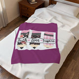Teach Love Inspire Plush Blanket — Soft Velveteen Teacher Throw