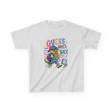 Kids T-Shirt — 'Guess Who's Back' Retro Gamer Dinosaur Graphic Tee
